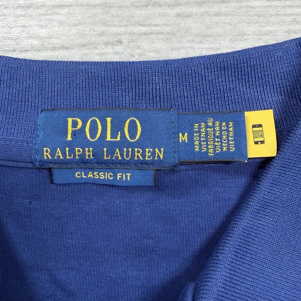 $118 Polo Ralph Lauren Polo Shirt Men's Medium Classic Fit Short Sleeve Blue New